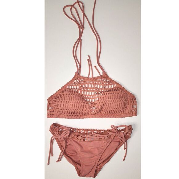 Robin Piccone Other - Robin Piccone Sophia Crochet Bikini Set Copper Rose